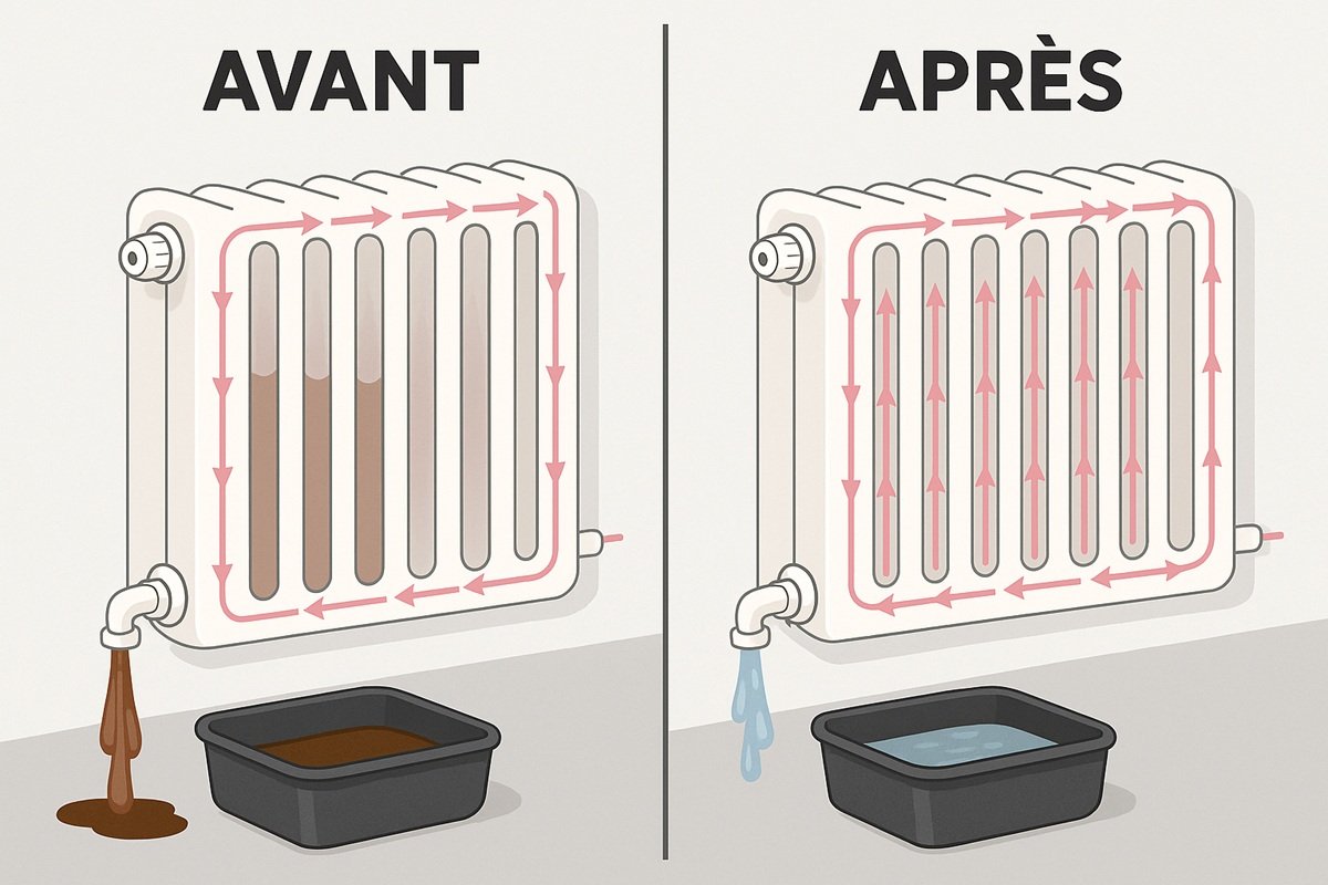 Circulation de l'eau Avant / Après désembouage